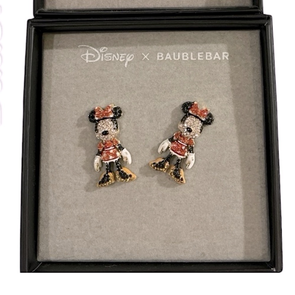 1 Pair Disney x BaubleBar Sparkle Bling Gemstone Minnie Mouse NWT Earrings